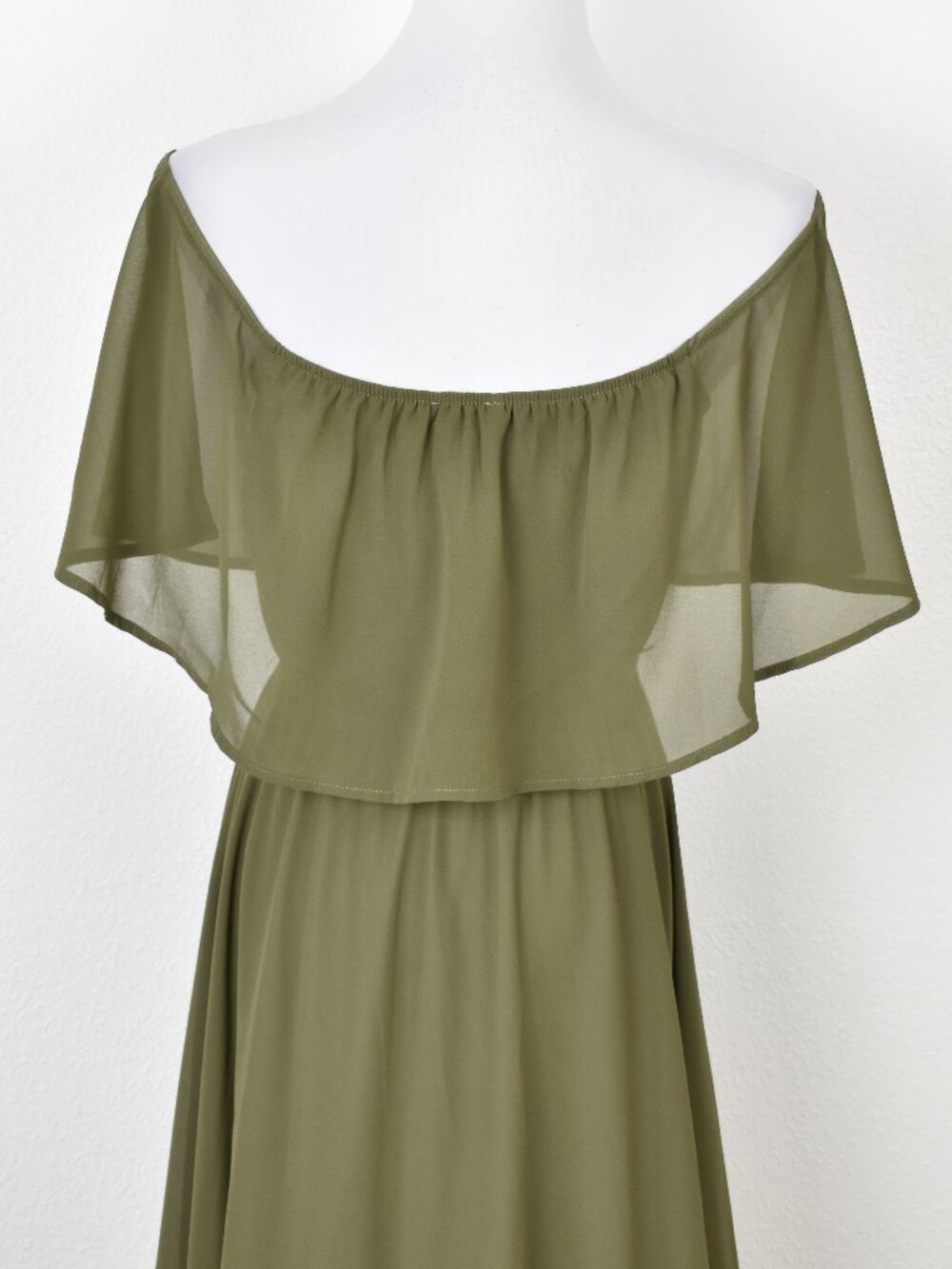 Baltic Born Victoria Olive Green Off Shoulder Maxi Dress - M - Picture 9 of 10